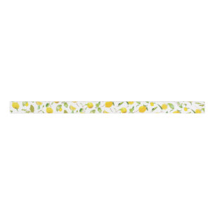 Watercolor Lemon & Leaves 2 Grosgrain Ribbon