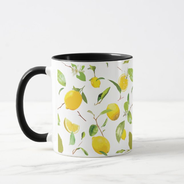 Watercolor Lemon & Leaves 2 Mug (Left)