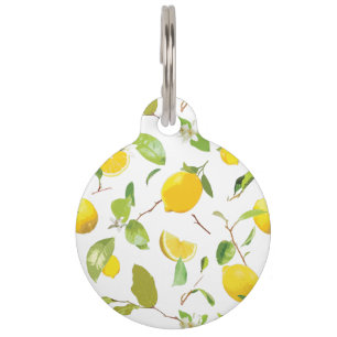 Watercolor Lemon & Leaves 2 Pet Tag