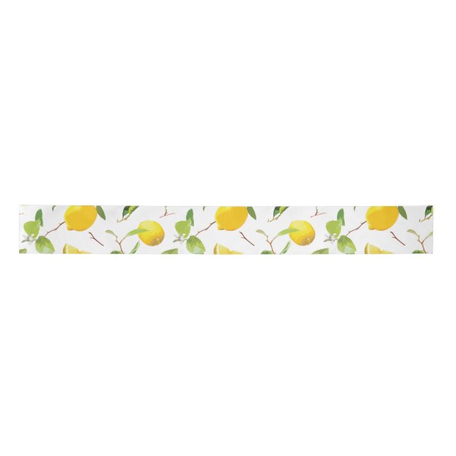 Watercolor Lemon & Leaves 2 Satin Ribbon (Front)