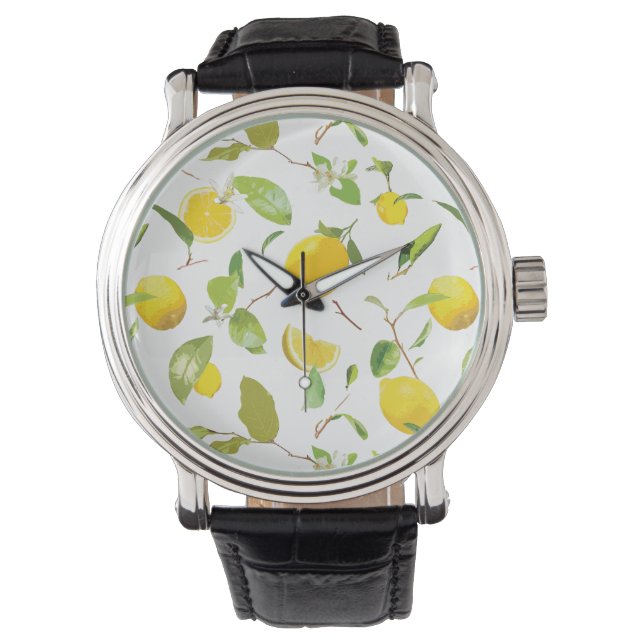 Watercolor Lemon & Leaves 2 Watch (Front)
