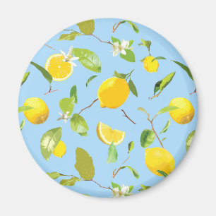 Watercolor Lemon & Leaves 3 Magnet