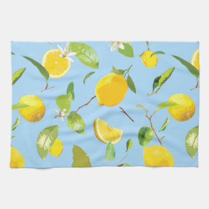 Watercolor Lemon & Leaves 3 Tea Towel