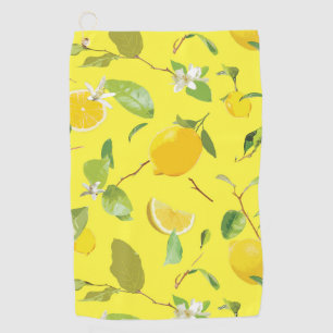 Watercolor Lemon & Leaves 4 Golf Towel