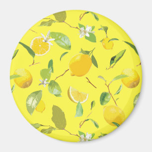 Watercolor Lemon & Leaves 4 Magnet