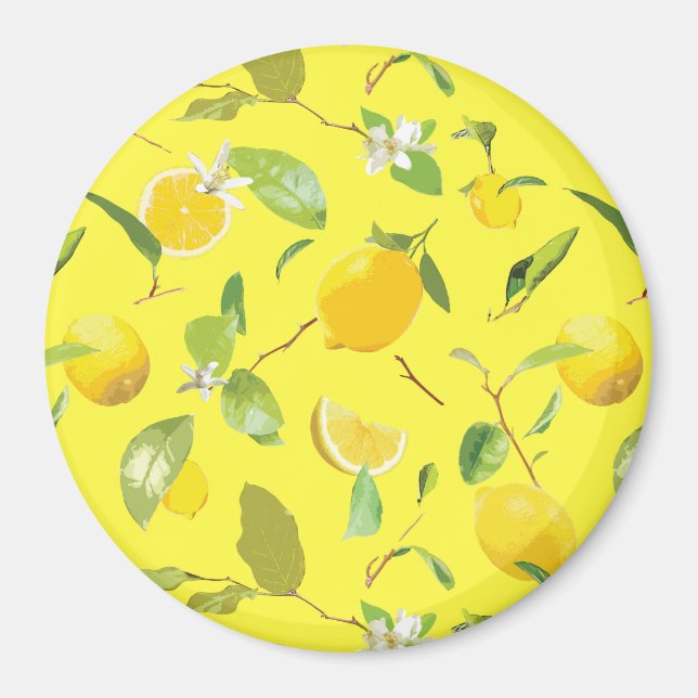 Watercolor Lemon & Leaves 4 Magnet (Front)
