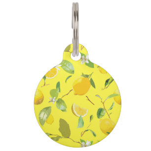 Watercolor Lemon & Leaves 4 Pet Tag