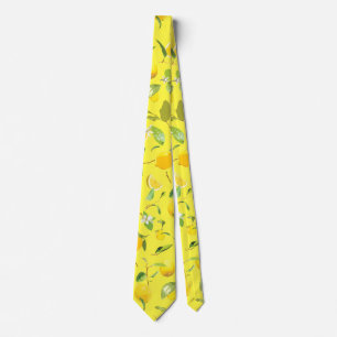 Watercolor Lemon & Leaves 4 Tie