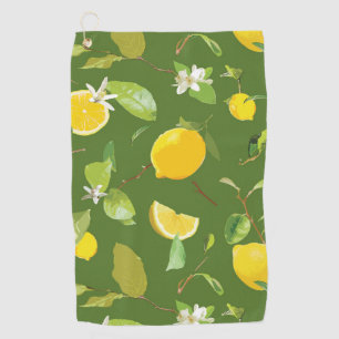 Watercolor Lemon & Leaves 5 Golf Towel
