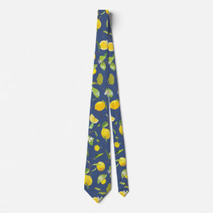 Watercolor Lemon & Leaves 9 Tie