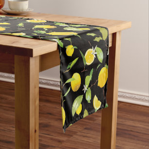 Watercolor Lemon & Leaves Medium Table Runner