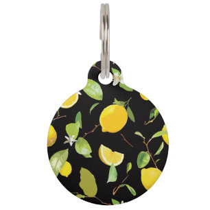 Watercolor Lemon & Leaves Pet Tag