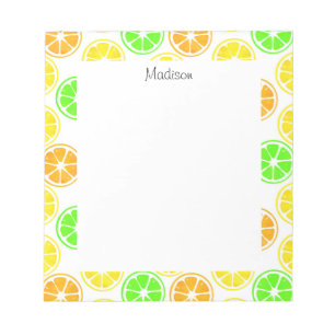 Watercolor Lemon Lime Orange Slices Pattern Notepad