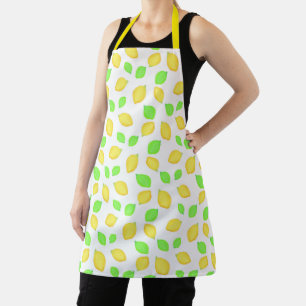 Watercolor Lemon Lime Pattern Apron