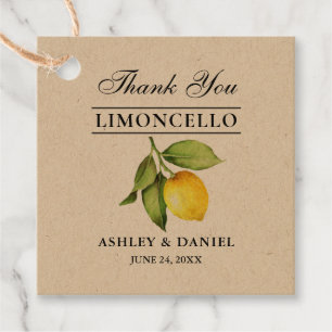 Watercolor Lemon Limoncello Kraft Square Tags