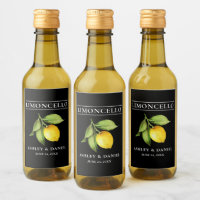 Watercolor Lemon Limoncello Mini Bottle Label