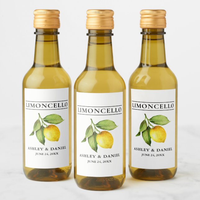 Watercolor Lemon Limoncello Mini Bottle Labels (Bottles)
