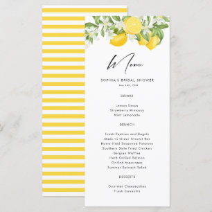 Watercolor Lemon Main Squeeze Bridal Shower  Menu