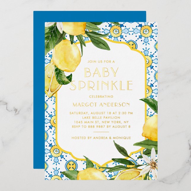 Watercolor Lemon Mediterranean Baby Sprinkle (Front/Back)