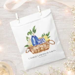 Watercolor Lemon Mediterranean Basket Birthday Favour Bags
