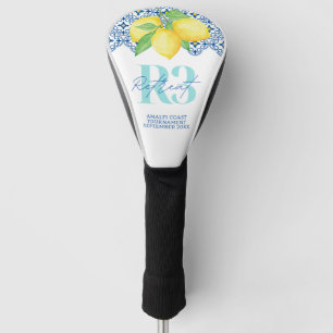Watercolor Lemon Mediterranean Tile Logo Golf Head Cover