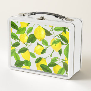 Watercolor Lemon Metal Lunch Box