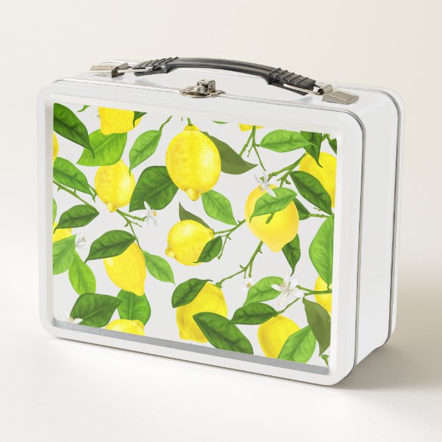 Watercolor Lemon Metal Lunch Box (Front)