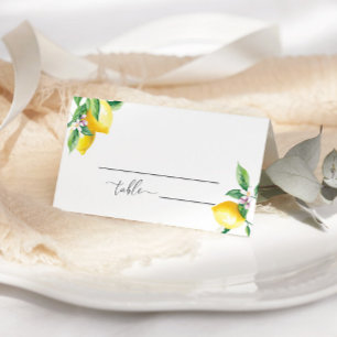 Watercolor lemon minimalist wedding place cards