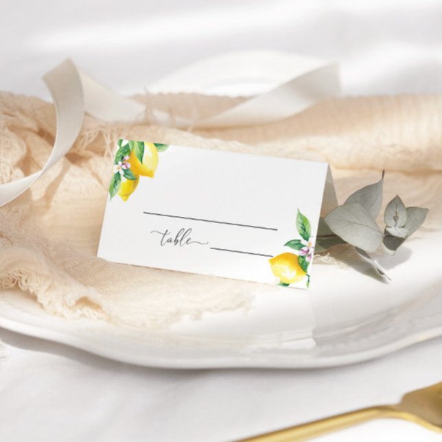 Watercolor lemon minimalist wedding place cards (Creator Uploaded)
