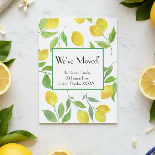 Watercolor Lemon Moving Announcement Postcard