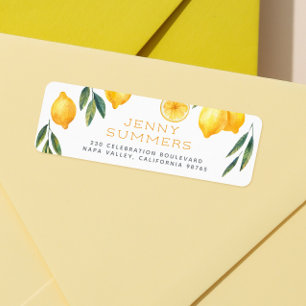 Watercolor Lemon Name & Return Address
