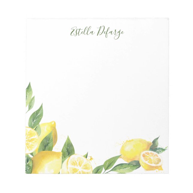 Watercolor Lemon Notepad (Front)