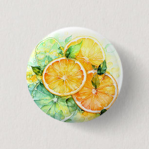 Watercolor Lemon Orange Lime Botanical Kitchen 3 Cm Round Badge