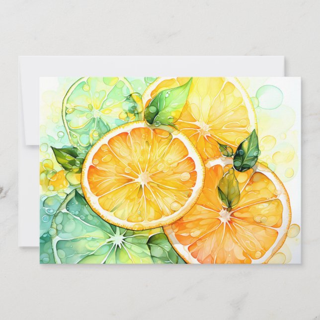 Watercolor Lemon Orange Lime Botanical Kitchen Announcement (Front)