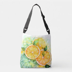 Watercolor Lemon Orange Lime Botanical Kitchen Crossbody Bag