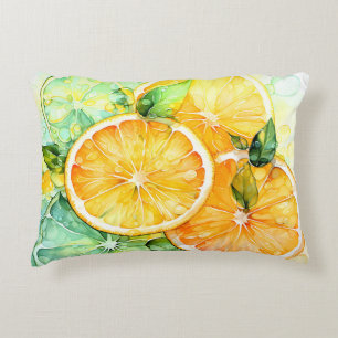 Watercolor Lemon Orange Lime Botanical Kitchen Decorative Cushion