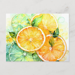 Watercolor Lemon Orange Lime Botanical Kitchen Holiday Postcard