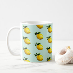 Watercolor lemon painting  coffee mug