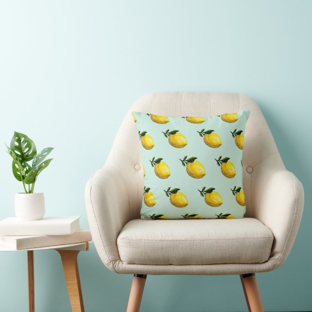 Watercolor lemon painting  cushion (Chair)