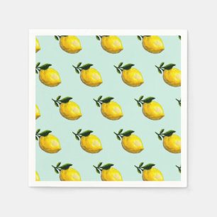 Watercolor lemon painting  napkin