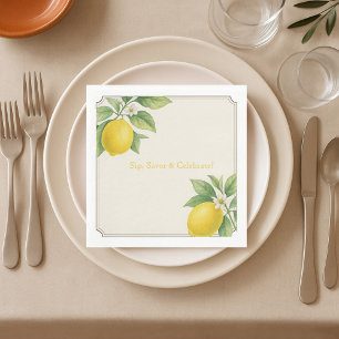 Watercolor Lemon Paper Napkins