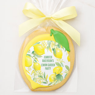 Watercolor Lemon Pattern Birthday Party Classic Round Sticker
