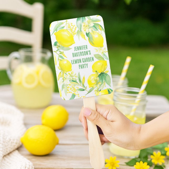 Watercolor Lemon Pattern Birthday Party Hand Fan (Watercolor Lemon Pattern Birthday Party Hand Fan
)
