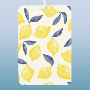 Watercolor Lemon Pattern Citrus Car Air Freshener