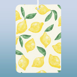 Watercolor Lemon Pattern Citrus Car Air Freshener