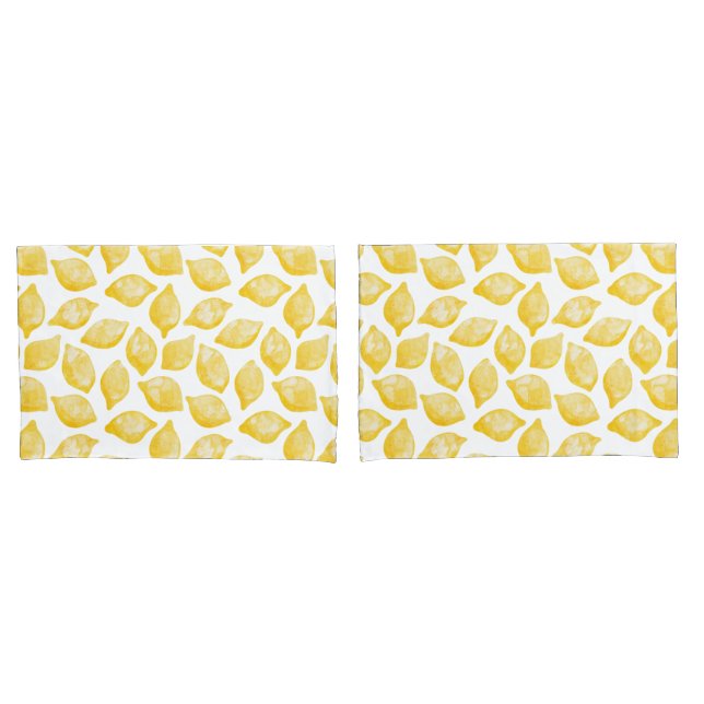 Watercolor Lemon Pattern Citrus Pillowcase (Front-Set)
