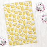 Watercolor Lemon Pattern Citrus Tea Towel<br><div class="desc">Pretty watercolor lemon pattern on a white background for a summer shot of visual Vitamin C. Original art by Nic Squirrell.</div>