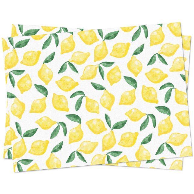 Watercolor Lemon Pattern Citrus Tissue Paper (Watercolor lemon green yellow and white tissue paper)