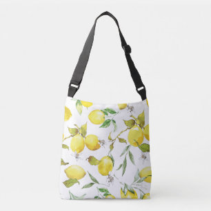 Watercolor Lemon Pattern Crossbody Bag