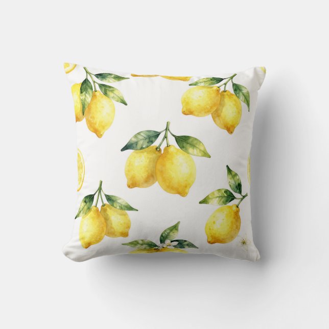Watercolor Lemon Pattern Cushion (Front)